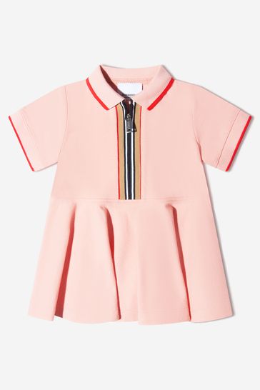 Baby Girls Cotton Icon Stripe Dress in Pink