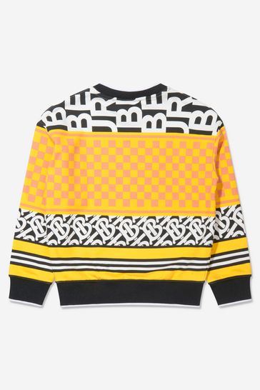 Kids Montage Print Cotton Sweatshirt in Yellow