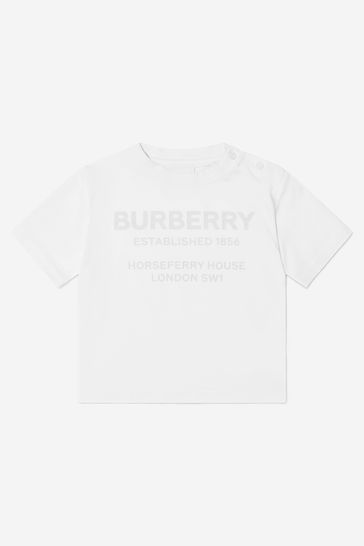 Baby Boys Cotton Jersey Logo T-Shirt in White