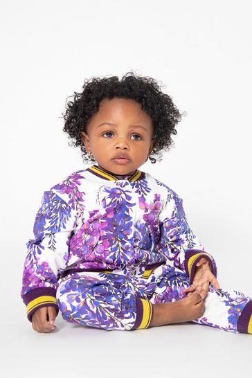 Baby Girls Wisteria Cotton Fleece Bomber in Purple