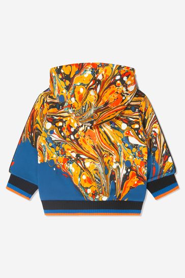 Baby Boys Cotton Marble Print Zip Up Top in Multicoloured