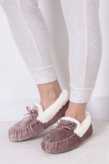 Womens purple moccasin slippers 2025