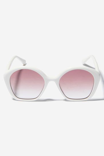 Girls Geometrical Gradient Sunglasses In White