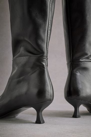 Black Tabitha Simmons Isabella Kitten Heel Knee High Boots