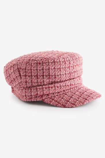 Pink Tweed Baker Boy Hat 3 16yrs