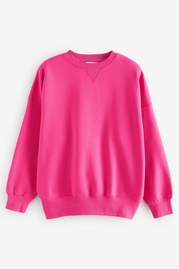 Buy Oversized Relaxed Fit Heavyweight Brushed Longline Crew Neck Sweatshirt from Next