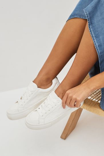 White Broderie Chunky Trainers