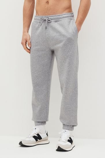 Grey Relaxed Fit Cotton Blend Cuffed Joggers