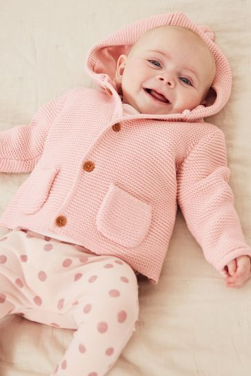 Knitted hooded cardigan clearance baby