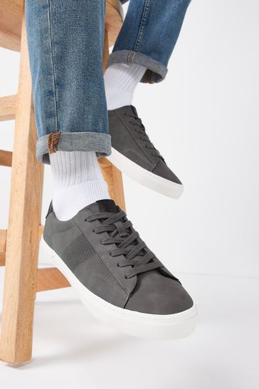 Grey Wide Fit Perforated Side Trainers