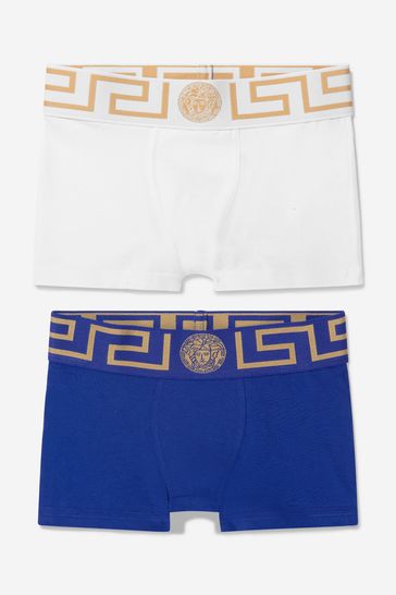 Boys Organic Cotton Boxer Shorts Set (حزمة من 2) in White