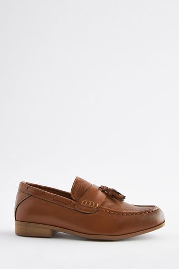 Tan Tassel Wide Fit (G) Smart Tassel Detail Loafers