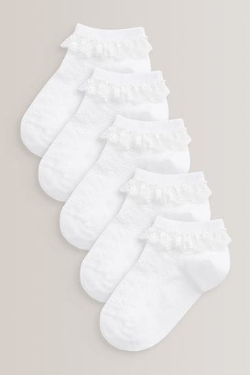 White Cotton Rich Ruffle Trainer Socks 5 Pack