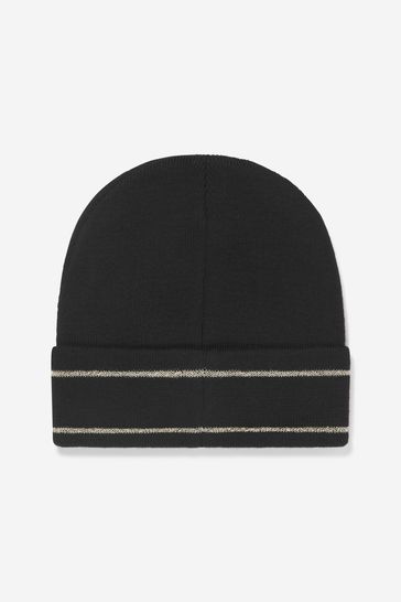 قبعة منسوجة سوداء للبنات