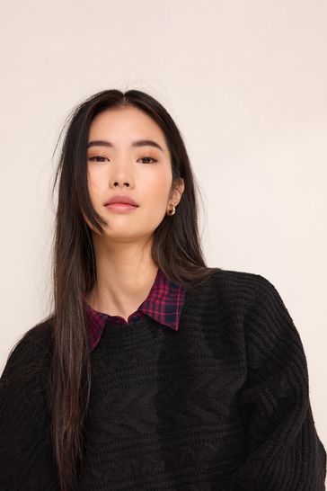 Womens shirt layered jumper hotsell