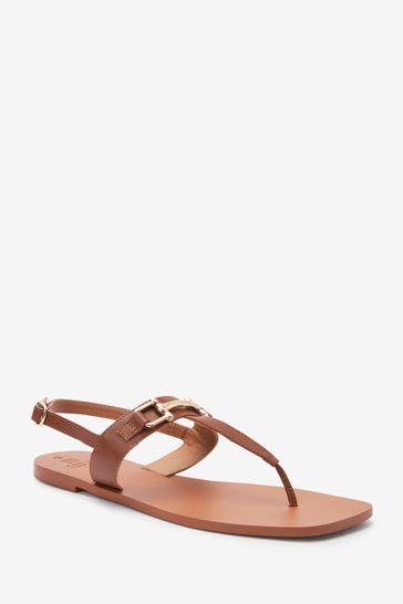 Buy Leather Toe Post Flat Sandals with Metal Detail from Next