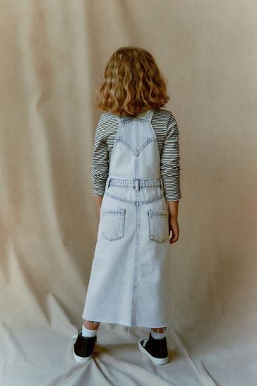 Maxi denim deals pinafore dress