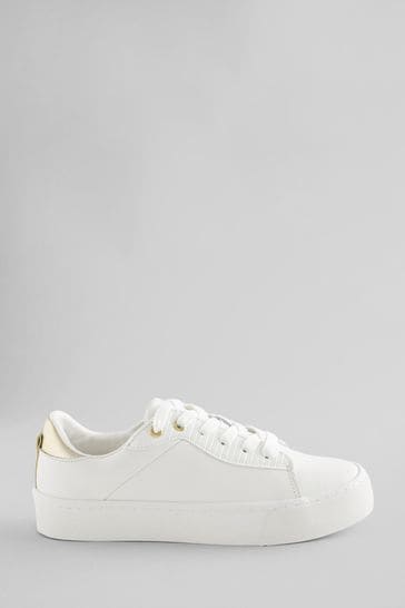 White Signature Leather Chunky Sole Trainers