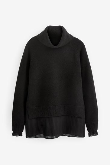 Buy Roll Neck Pleated Shirt Layer Jumper from Next Germany