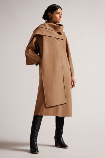 wool funnel neck coat ted baker