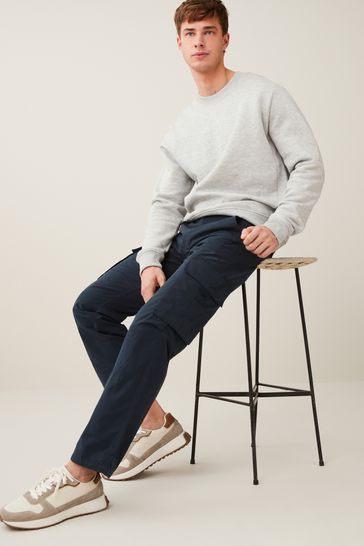 Navy Blue Relaxed Belted Tech Cargo Trousers