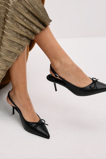 Black Forever Comfort Bow Slingback Heels