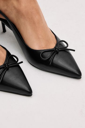 Black Forever Comfort Bow Slingback Heels