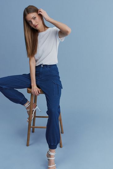 Buy Jersey Denim Cargo Joggers from Next