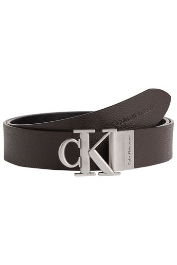 Buy Calvin Klein Ck Plaque Brown Leather Belt from Next Austria