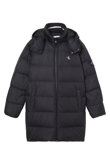 Buy Calvin Klein Jeans Black Long Hooded Down Jacket from Next Singapore