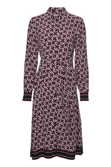 Tommy Hilfiger Women's Monogram Fil Coupe Midi Shirtdress