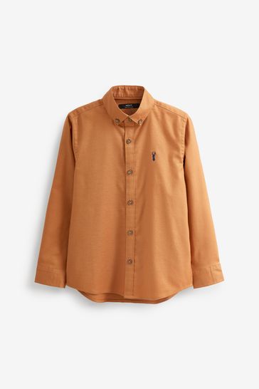 Tan Brown Long Sleeve Oxford Shirt (3-16yrs)