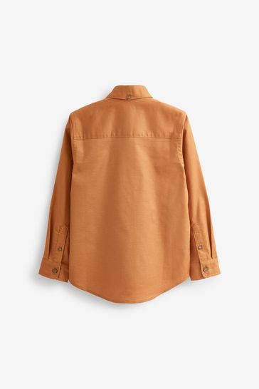 Tan Brown Long Sleeve Oxford Shirt (3-16yrs)