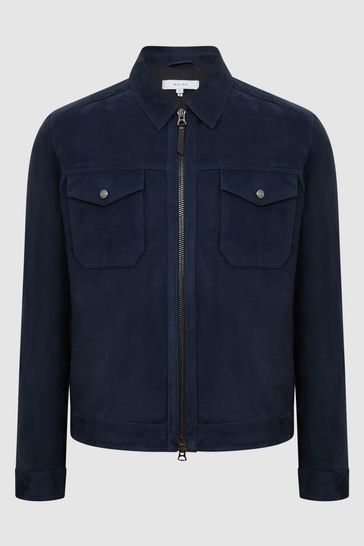Royal blue 2025 suede jacket mens