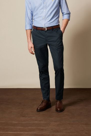 Navy Blue Slim Smart Chino Trousers