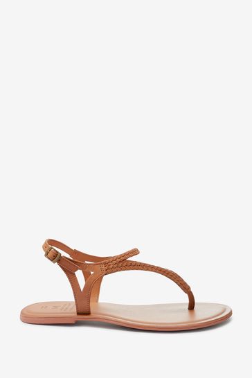 Buy Forever Comfort Leather Plait Toe Post Flat Sandals from Next