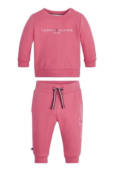 På kanten Boost Solformørkelse Buy Tommy Hilfiger Pink Baby Essential Jogger Set from Next Denmark