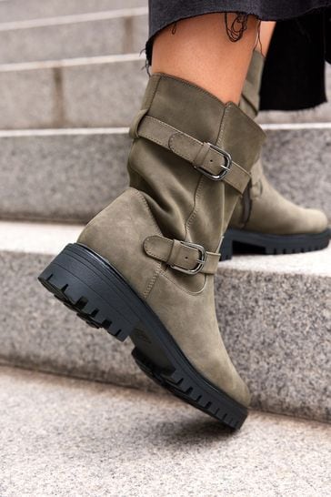 Suede cheap moto boots