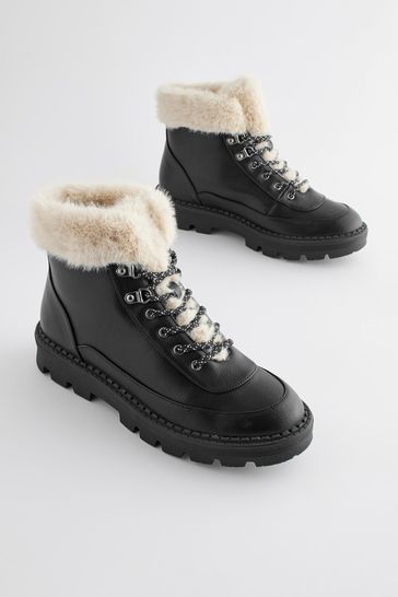 Fur lace up sale boots