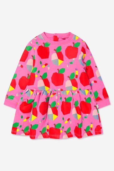 فستان وردي تفاح بالكامل للبنات البيبي