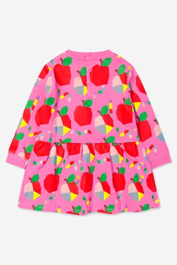 فستان وردي تفاح بالكامل للبنات البيبي
