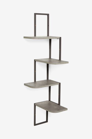 Grey Concrete Effect Corner Wall Shelves