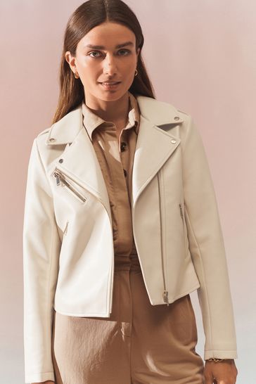Cream color leather jacket Clearance
