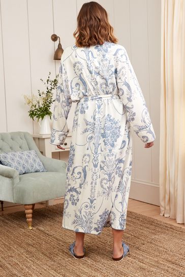 Loungeable shawl collar robe in blue geo | ASOS