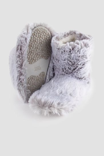 Womens furry hot sale bootie slippers