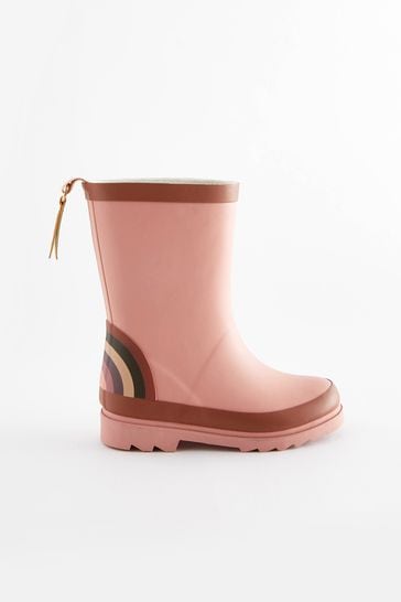 Pastel Pink Rainbow Back Buckle Wellies