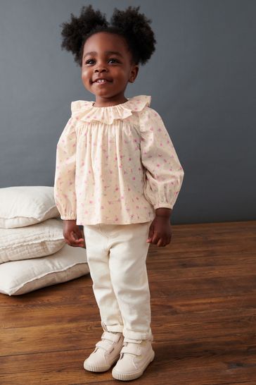 little girl white ruffle blouse