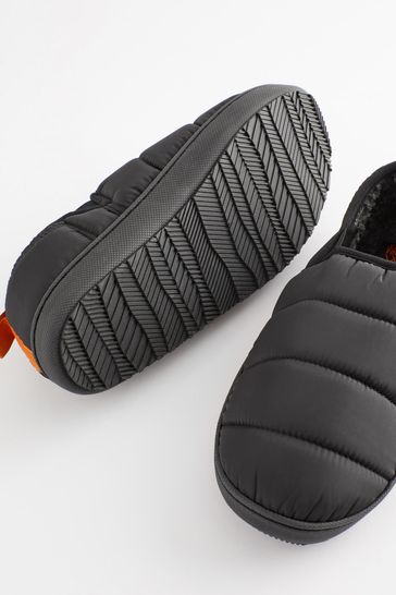 Black Quilted Slippers