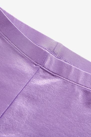 Lilac Purple Metallic Foil Shiny Leggings (3-16yrs)