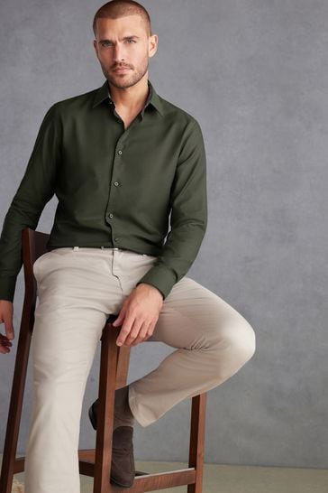 Olive green clearance formal shirt
